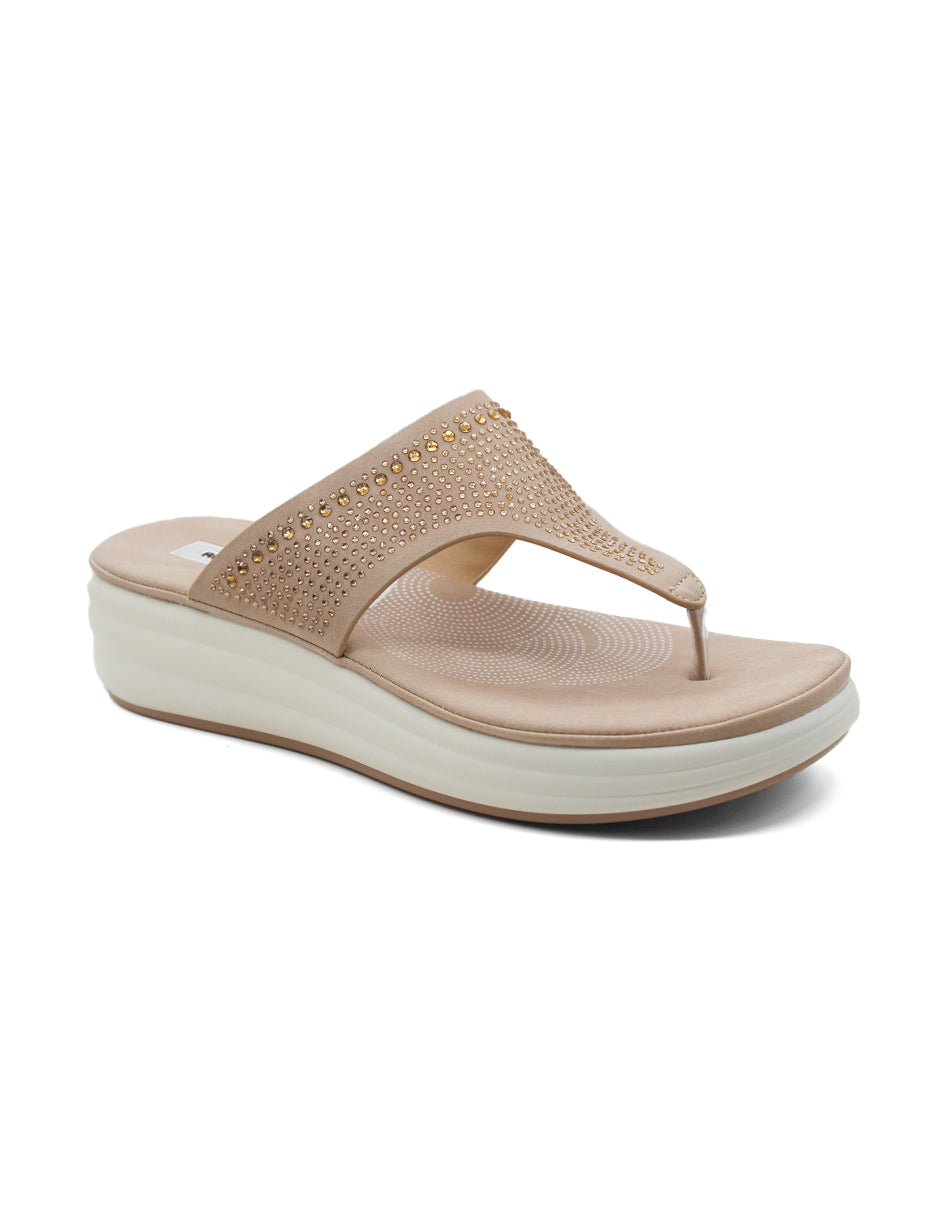 Sandalias de piso Exterior Sintético Color Beige Para Mujer De RBCOLLECTION