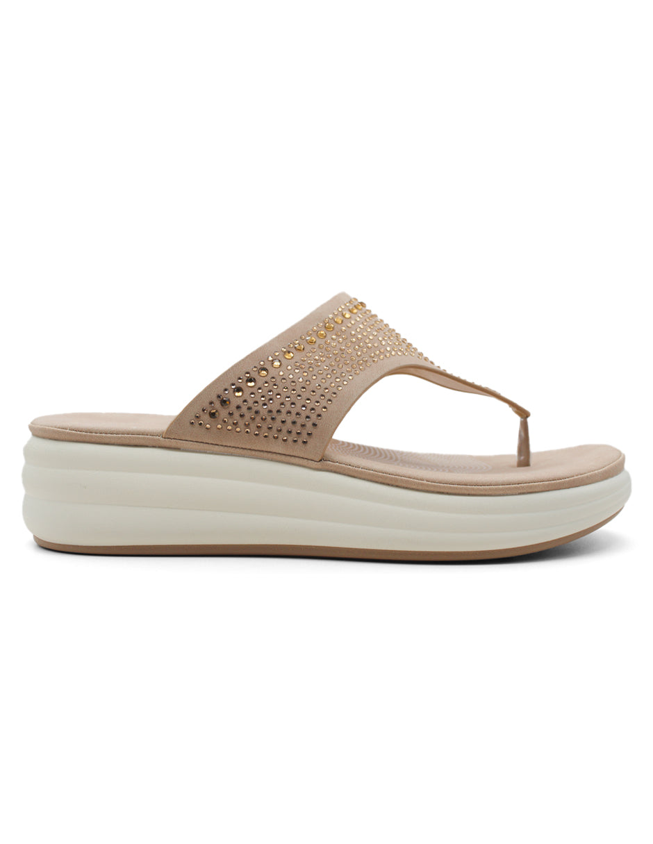 Sandalias de piso Exterior Sintético Color Beige Para Mujer De RBCOLLECTION