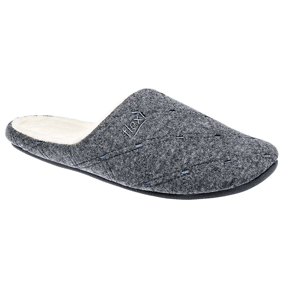 Pantuflas Exterior Textil Color Gris Para Hombre De Flexi