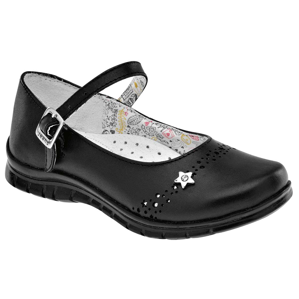 Mary jane Exterior Piel Color Negro Para Niña De Jeans Shoes