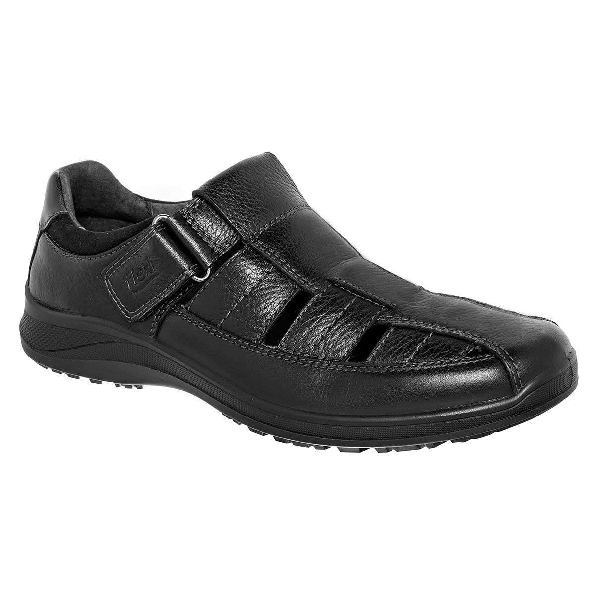 Sandalias Exterior Piel Color Negro Para Hombre De Flexi