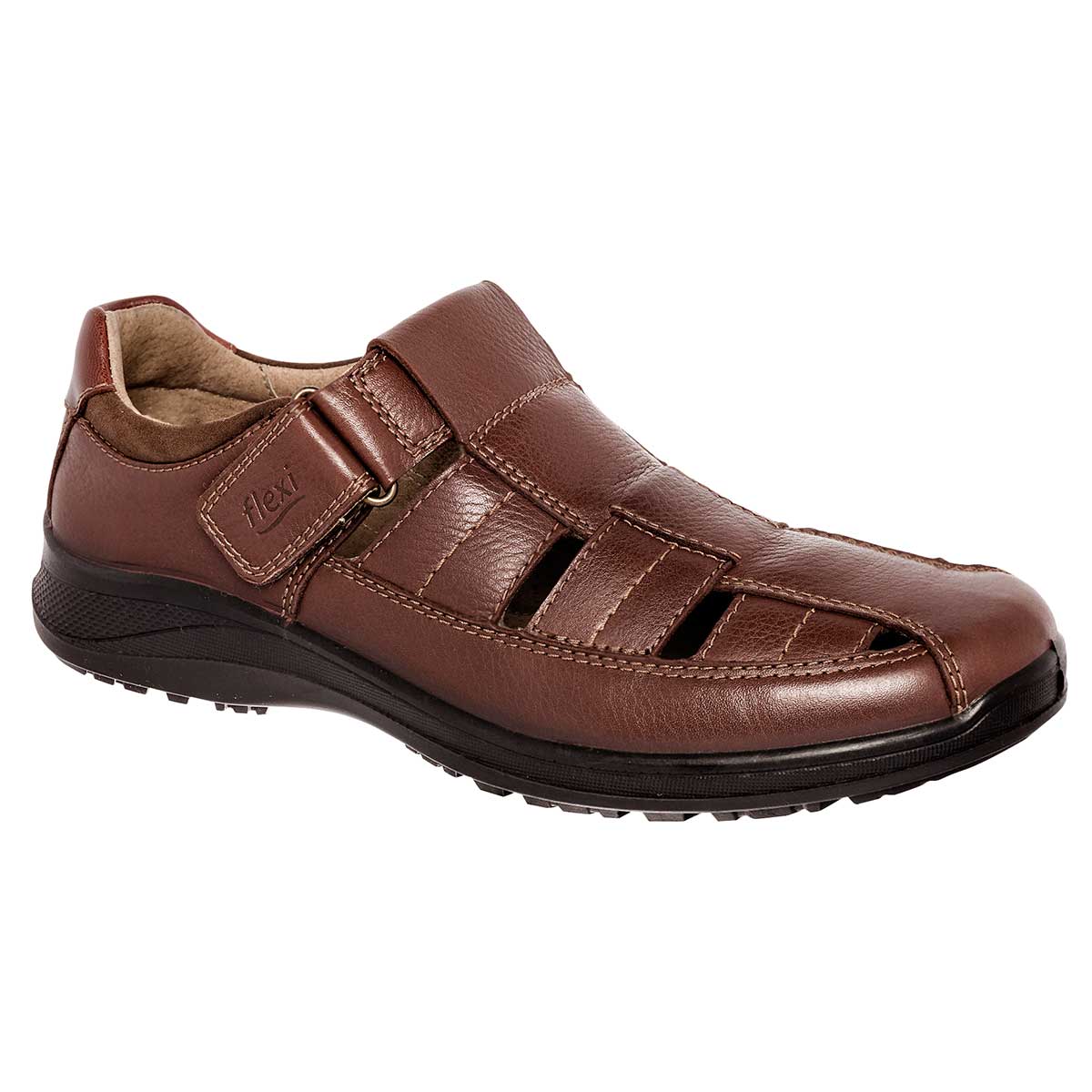 Sandalias Exterior Piel Color Camel Para Hombre De Flexi