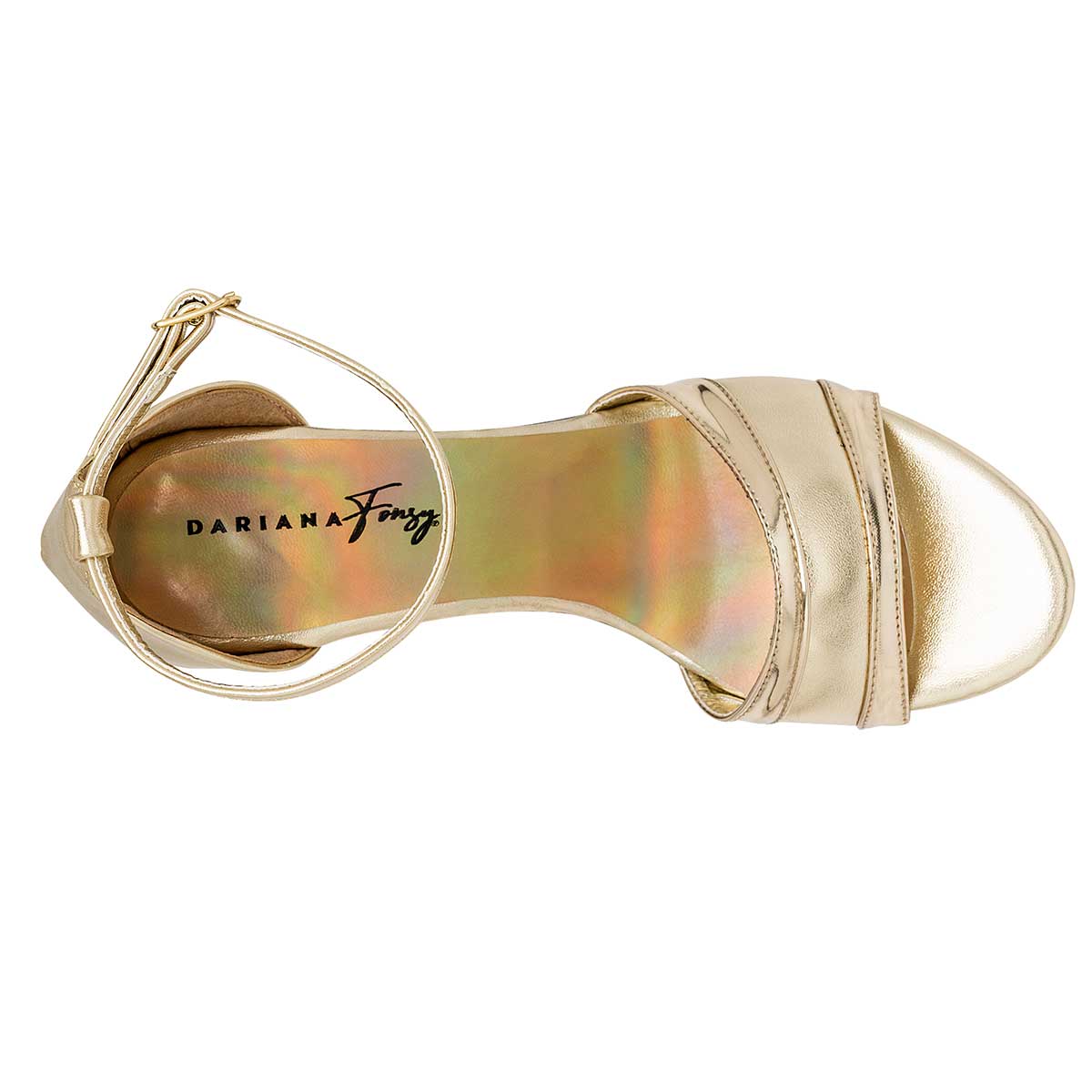 Sandalia con tacón Exterior Sintético Color Dorado Para Mujer De Dariana Foncy