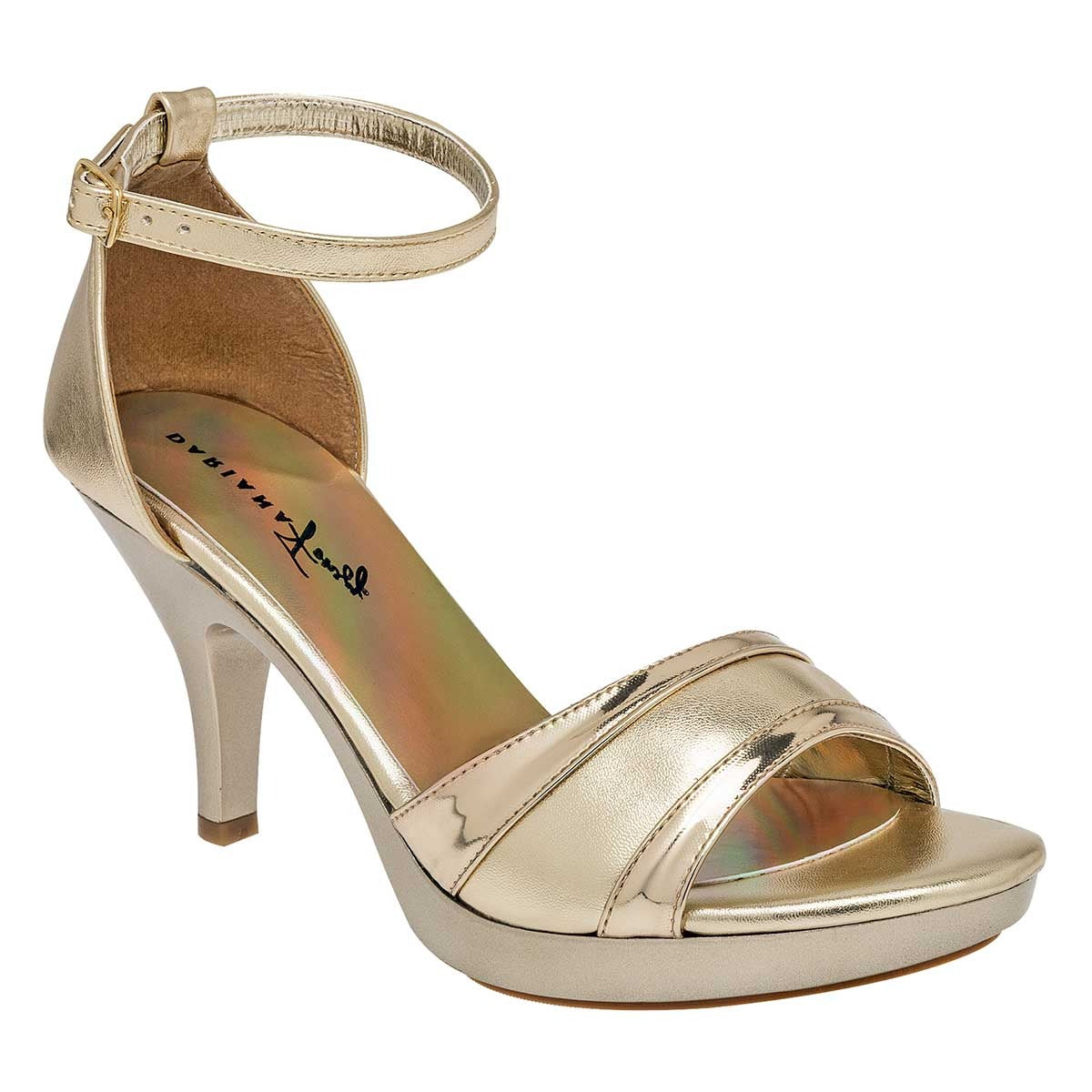 Sandalia con Tacón Exterior Sintético Color Oro Para Mujer De Dariana Foncy
