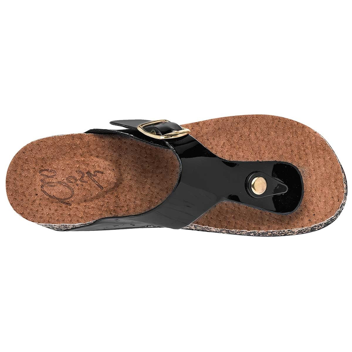 Sandalias de piso Exterior Sintético Color Negro De Charol Para Mujer De Gösh