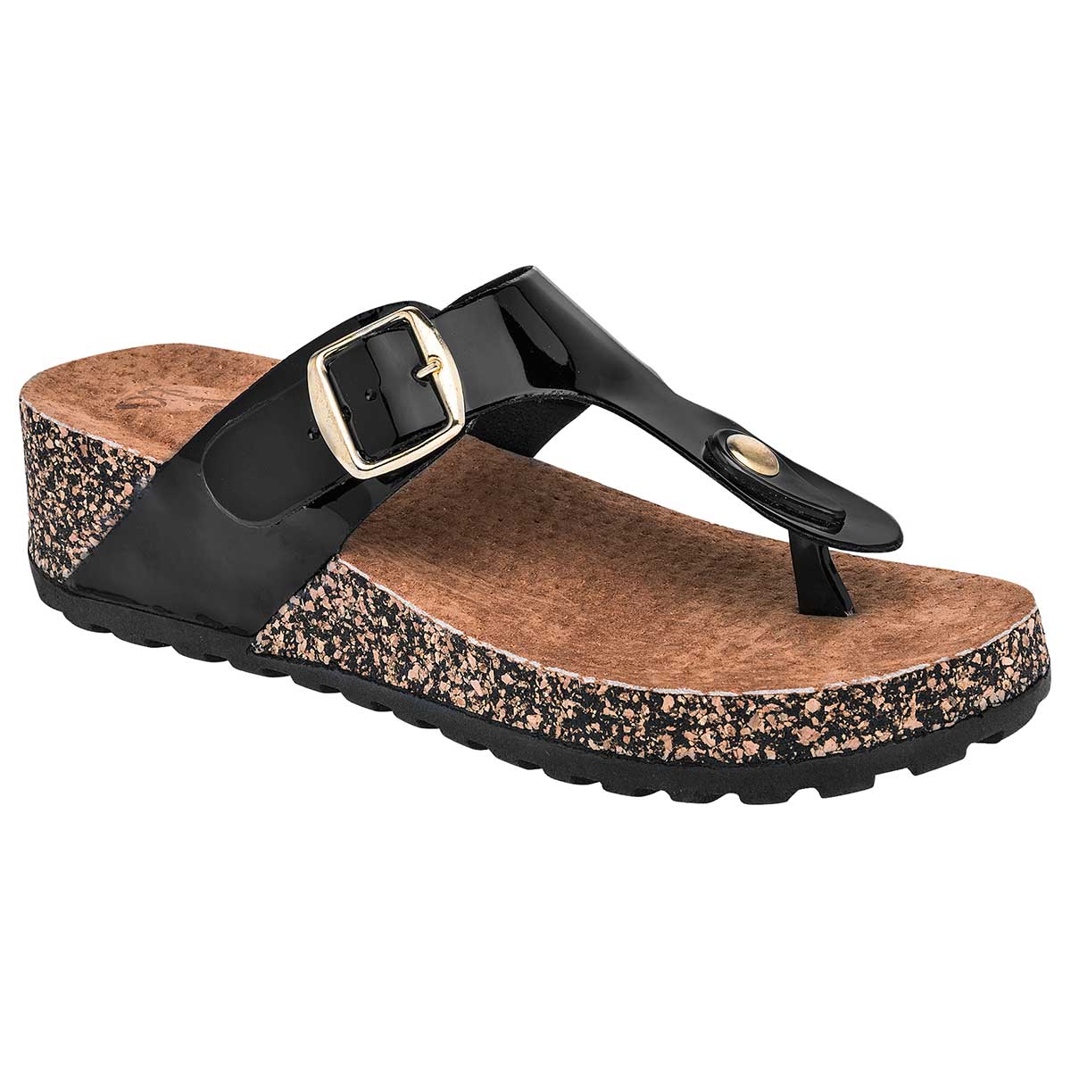 Sandalias de piso Exterior Sintético Color Negro De Charol Para Mujer De Gösh