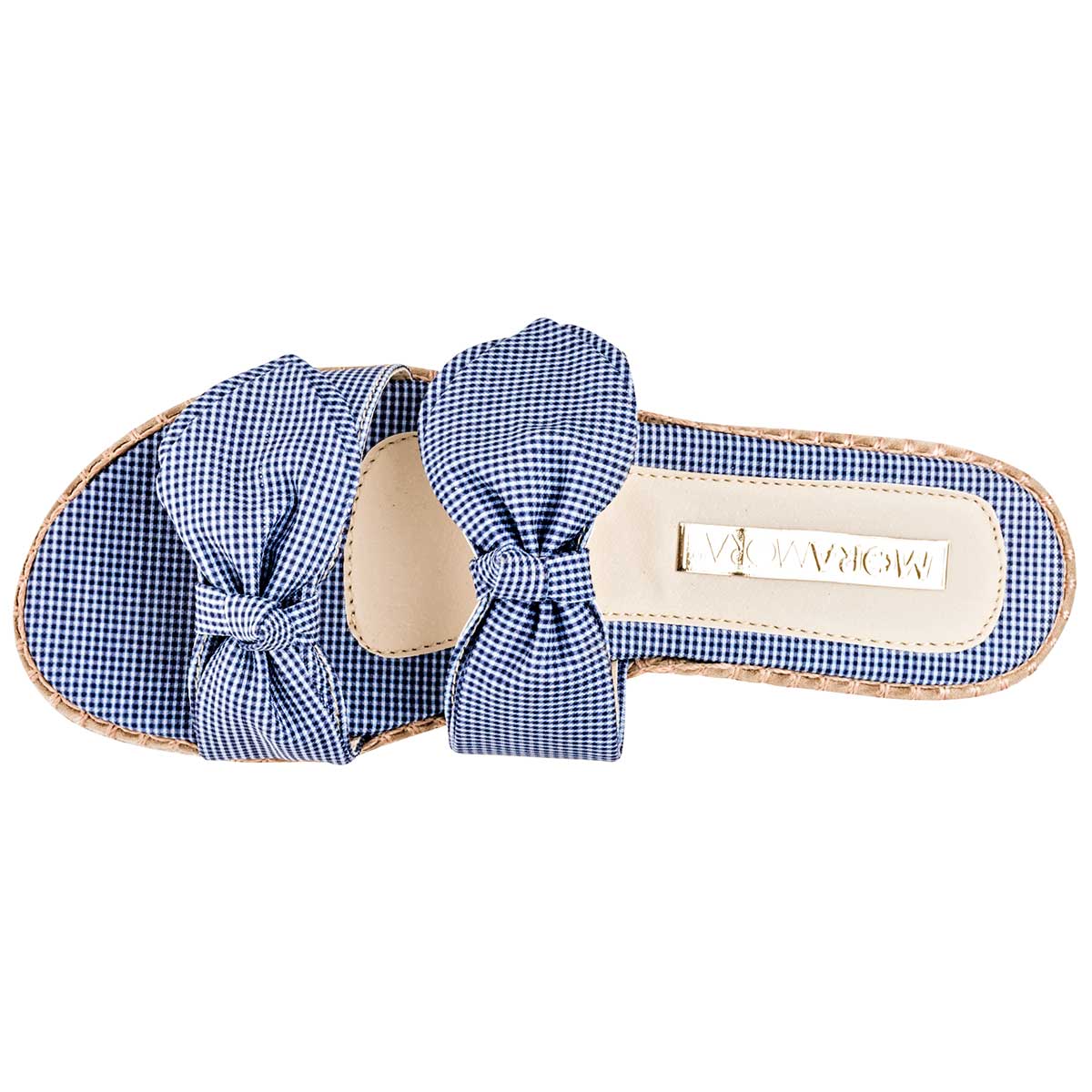 Sandalias de piso Exterior Textil Color Marino Con Blanco Para Mujer De Moramora