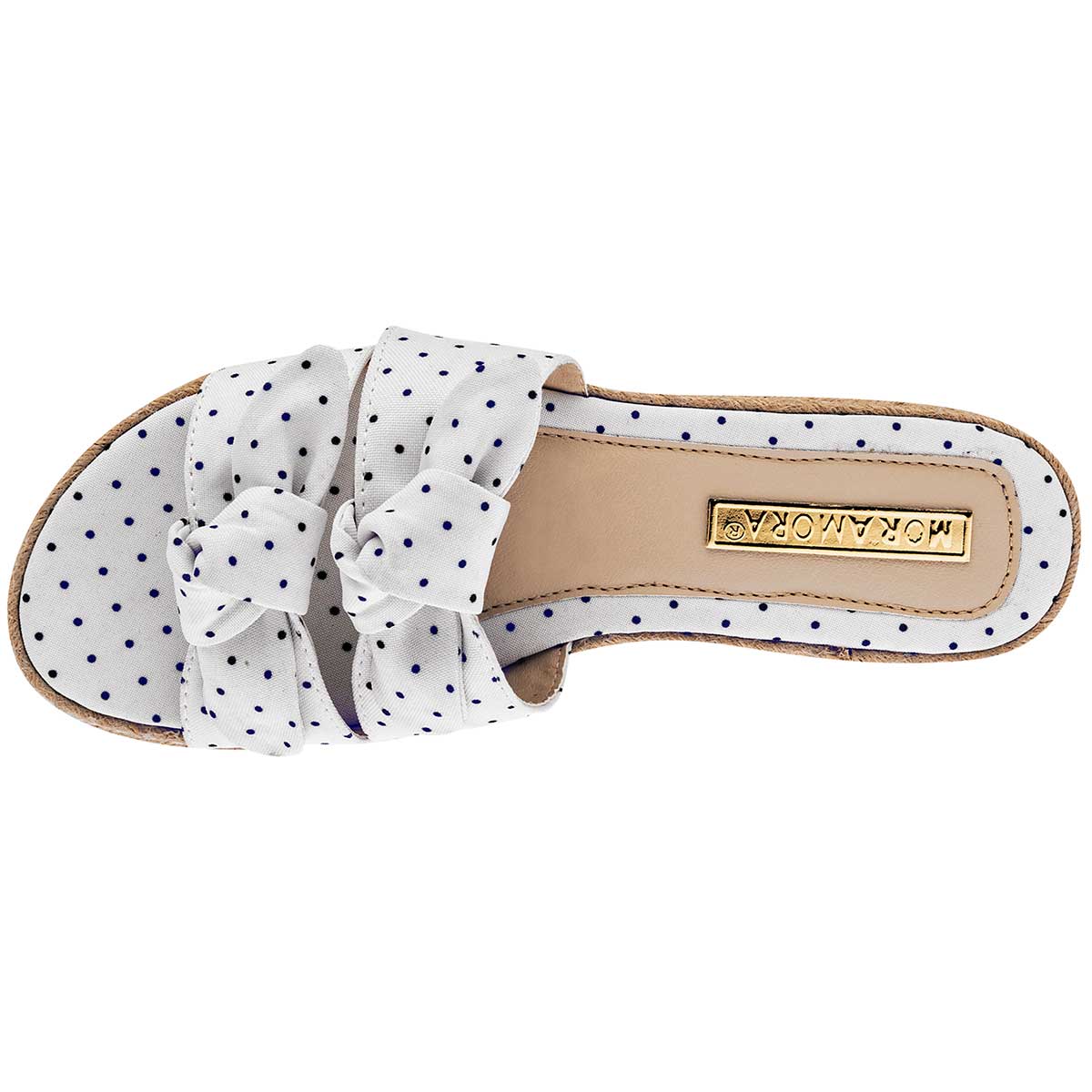 Sandalias de piso Exterior Textil Color Blanco Con Marino Para Mujer De Moramora