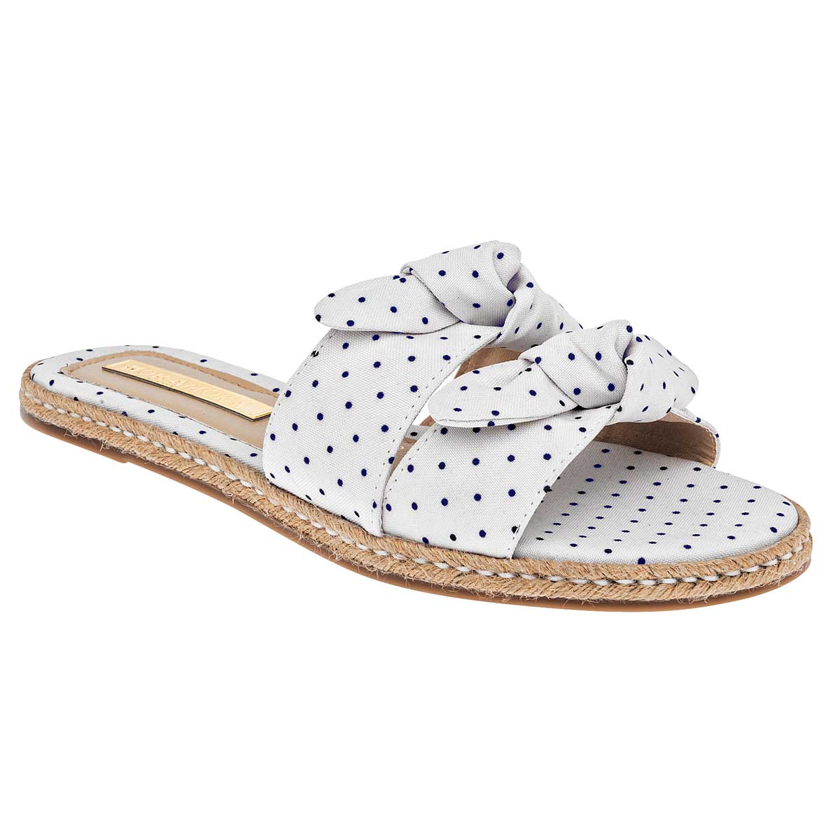 Sandalias de piso Exterior Textil Color Blanco Con Marino Para Mujer De Moramora