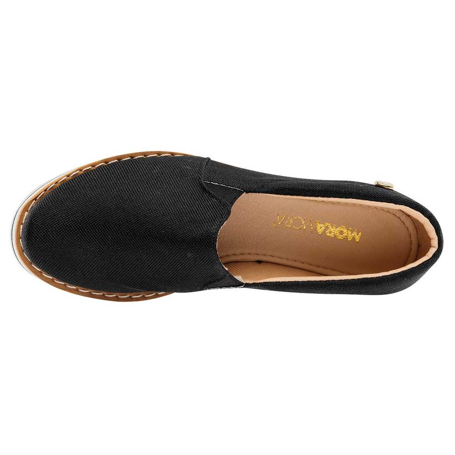 Mocasines Exterior Textil Color Negro de Moramora