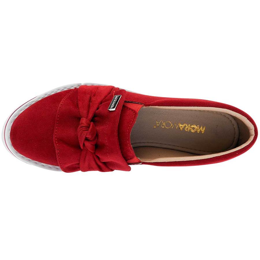 Mocasines Exterior Textil Color Rojo de Moramora