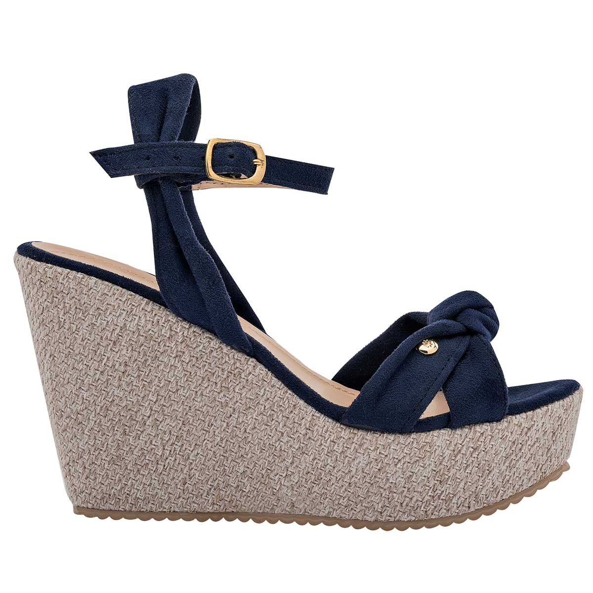 Sandalias con plataforma Exterior Textil Color Marino Para Mujer De Moramora