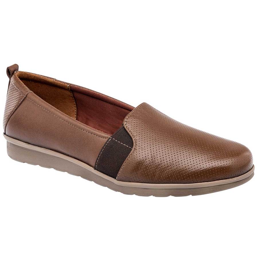 Zapatos Confort Y Diabético Exterior Piel Color Camel Para Mujer De Flexi