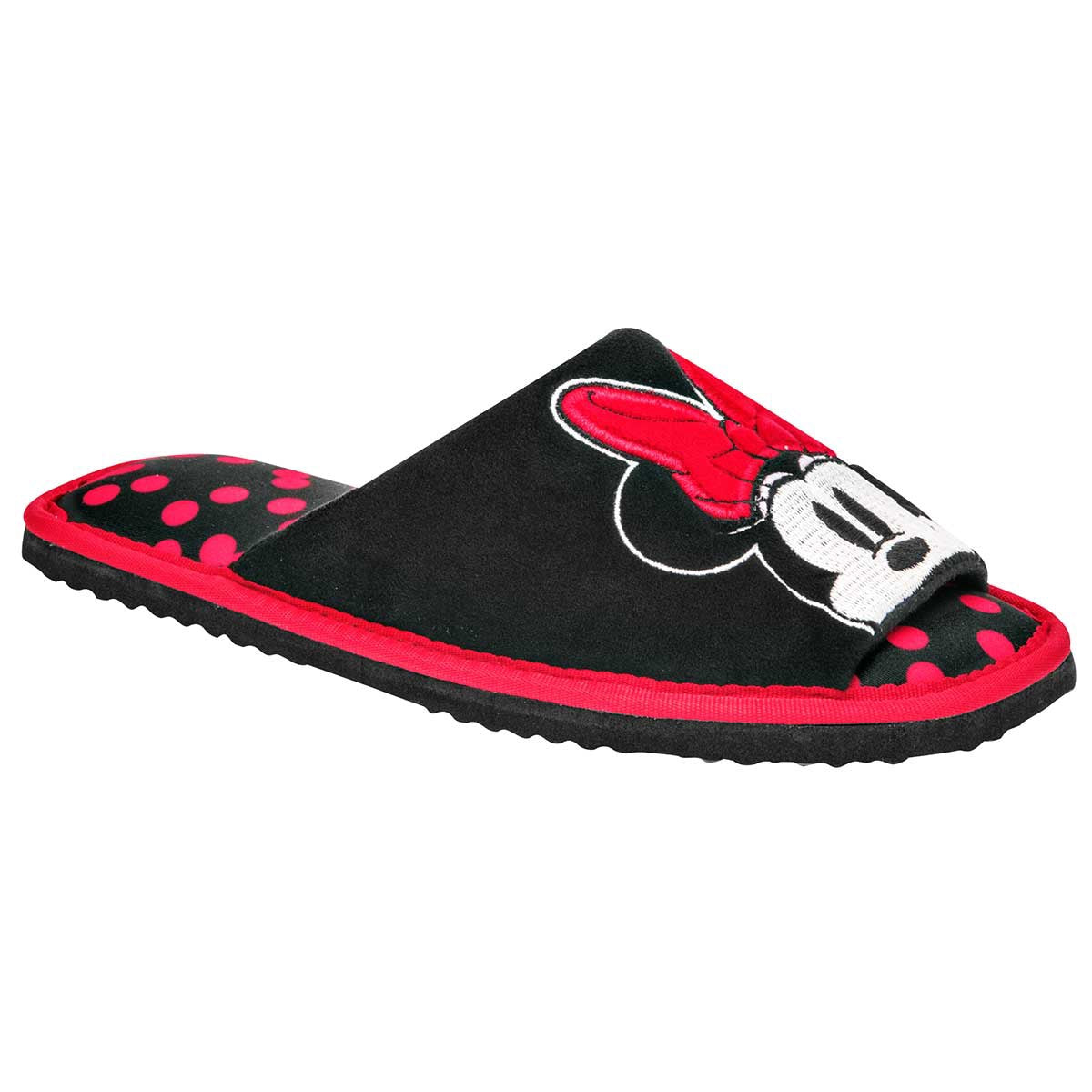 Pantuflas Exterior Textil Color Negro Con Rojo Para Mujer De Arra