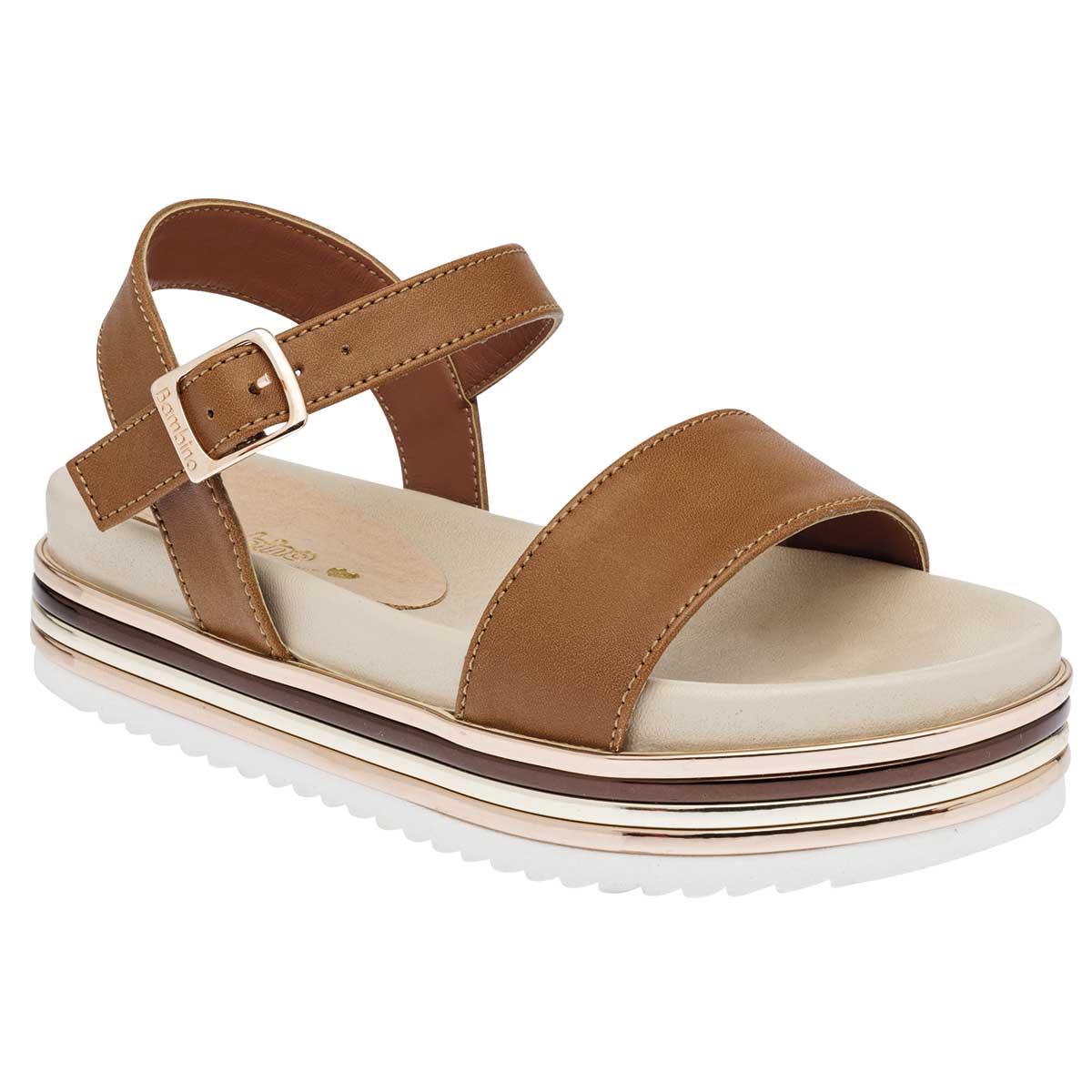 Sandalias Exterior Sintético Color Camel Para Niña De Bambino