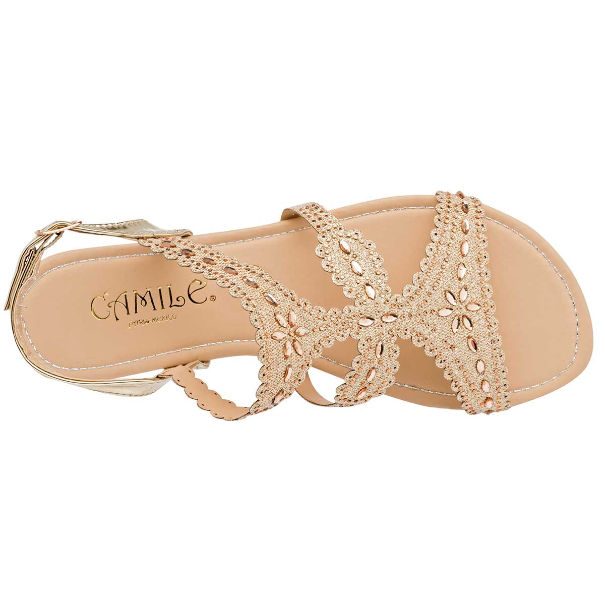 Sandalias de piso Exterior Sintético Color Oro Para Mujer De RBCOLLECTION