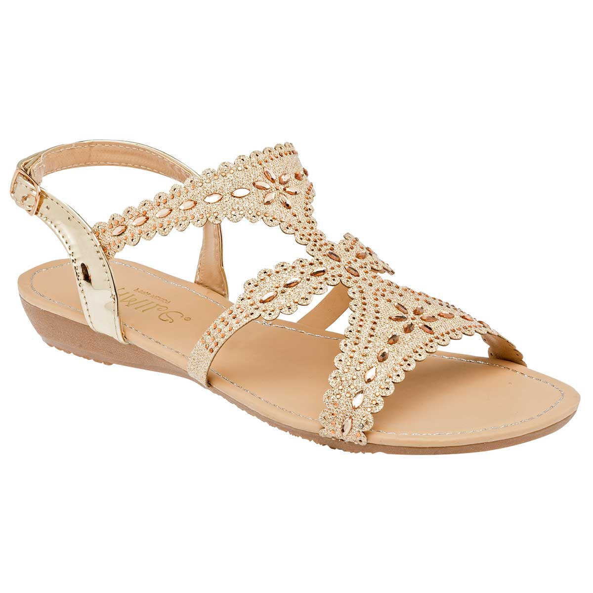 Sandalias de piso Exterior Sintético Color Oro Para Mujer De RBCOLLECTION