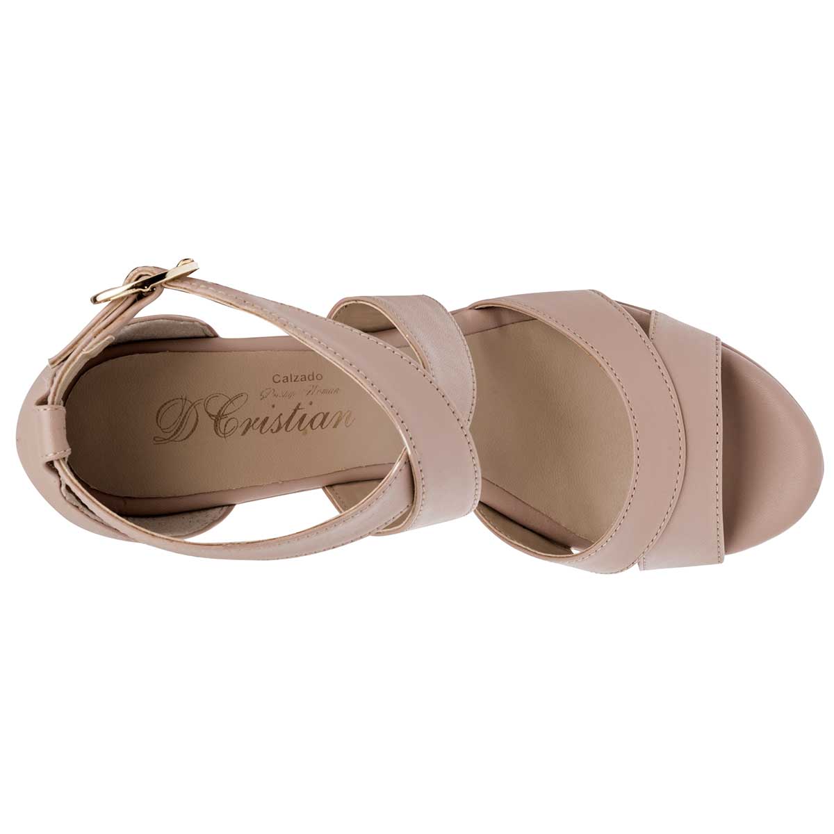 Sandalias con tacón Exterior Sintético Color Beige Para Mujer De D'Cristian