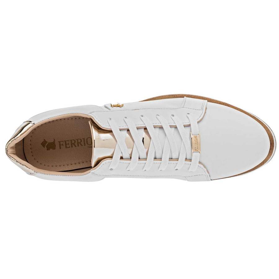 Oxfords Exterior Piel sintética Color Blanco Oro Para Mujer De Ferrioni