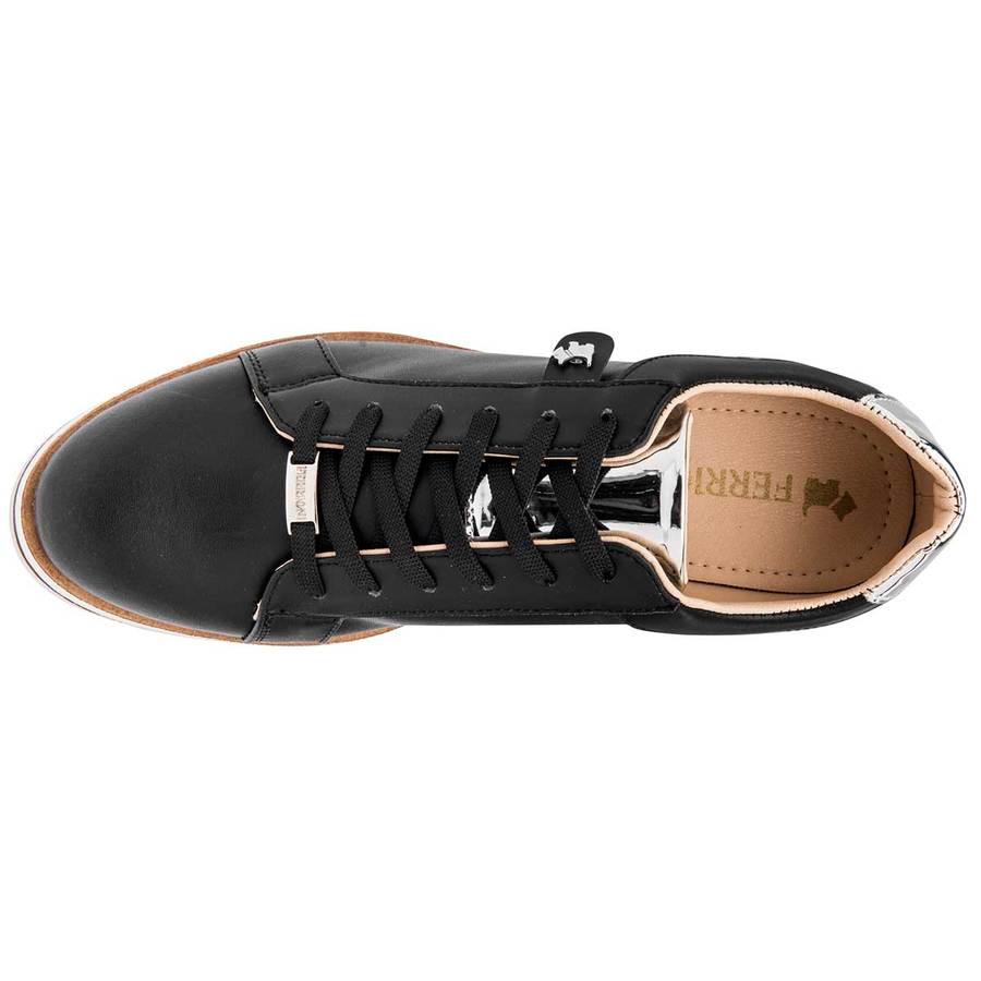 Oxfords Exterior Piel sintética Color Negro Con Plata Para Mujer De Ferrioni