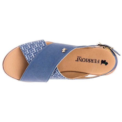 Sandalias De Piso Exterior Sintético Color Azul Para Mujer De Ferrioni