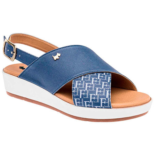 Sandalias De Piso Exterior Sintético Color Azul Para Mujer De Ferrioni