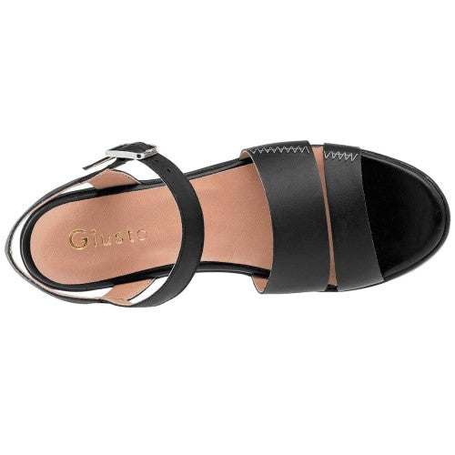 Sandalias Con Plataforma Exterior Piel genuina Genuina Color Negro Para Mujer De Giusto