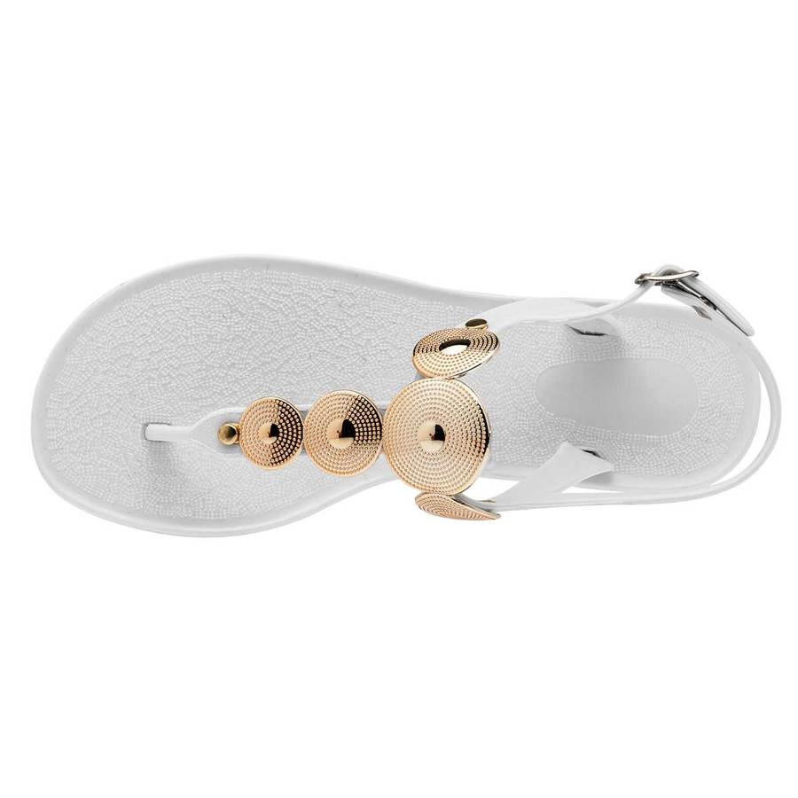 Sandalias De Verano Exterior Sintético Color Blanco Oro Para Mujer De RBCOLLECTION