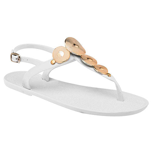 Sandalias De Verano Exterior Sintético Color Blanco Oro Para Mujer De RBCOLLECTION