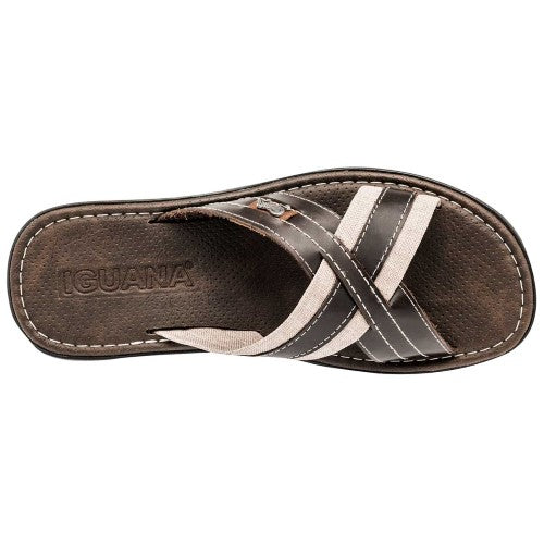 Sandalias Exterior Piel genuina-Textil Color Café Con Beige Para Hombre De Iguana