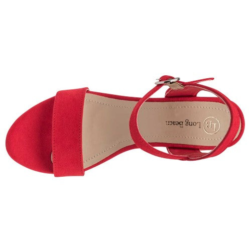 Sandalias Con Tacón Exterior Textil Color Rojo Para Mujer De RBCOLLECTION