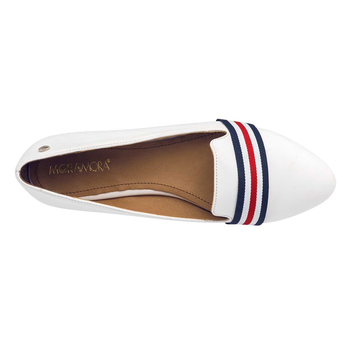 Flats Exterior Piel sintética Color Blanco Con Marino Para Mujer De Moramora