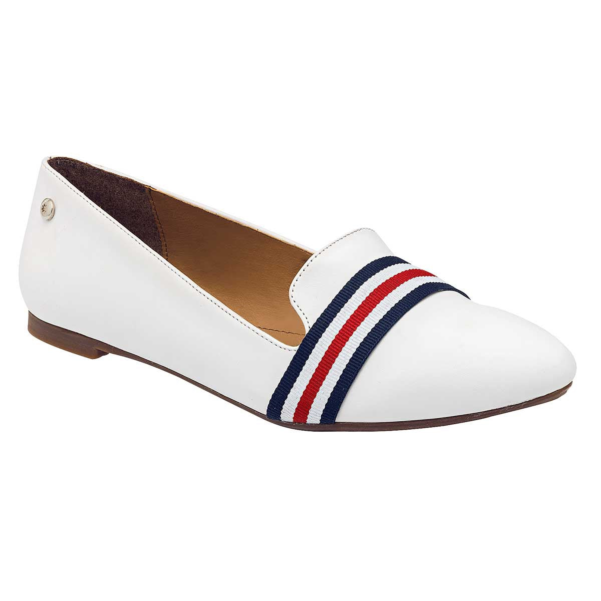 Flats Exterior Piel sintética Color Blanco Con Marino Para Mujer De Moramora