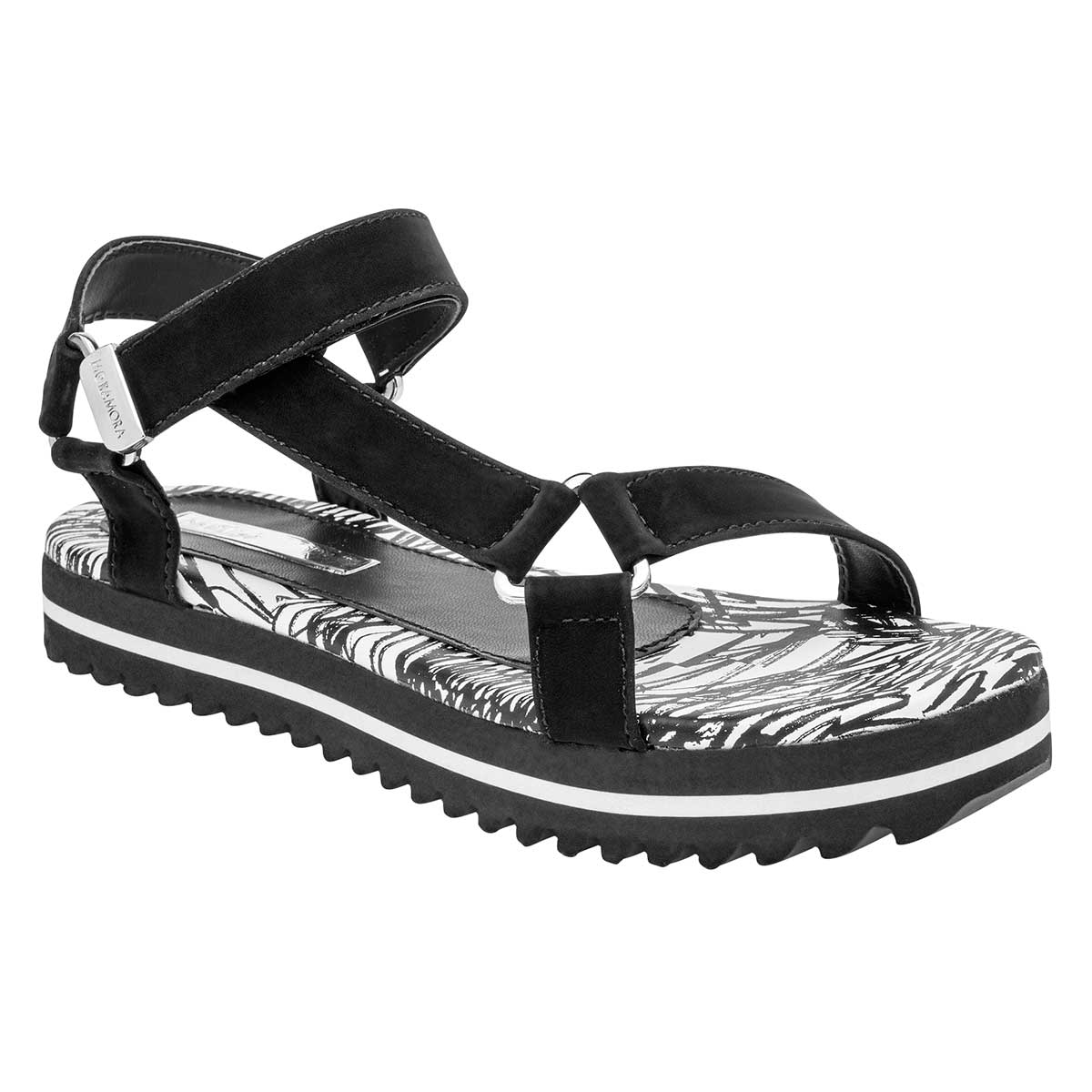 Sandalias de piso Exterior Sintético Color Negro Para Mujer De Moramora