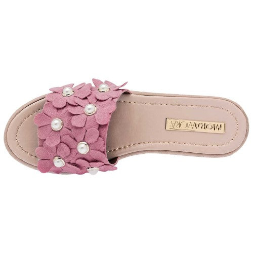 Sandalias Con Plataforma Exterior Textil Color Rosa Para Mujer De Moramora