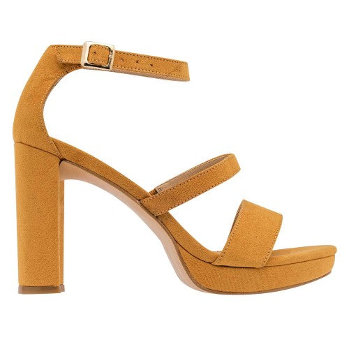 Sandalias Con Tacón Exterior Piel Sintética Color Amarillo Para Mujer De Pietro Alessandro