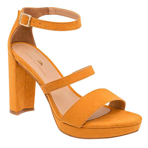 Sandalias Con Tacón Exterior Piel Sintética Color Amarillo Para Mujer De Pietro Alessandro