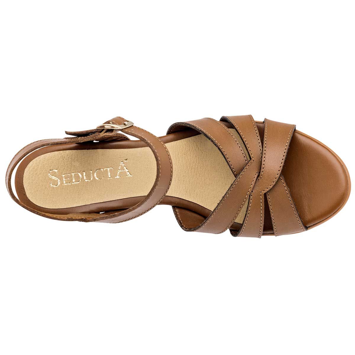 Sandalias con plataforma Exterior Piel Color Camel Para Mujer De Seducta