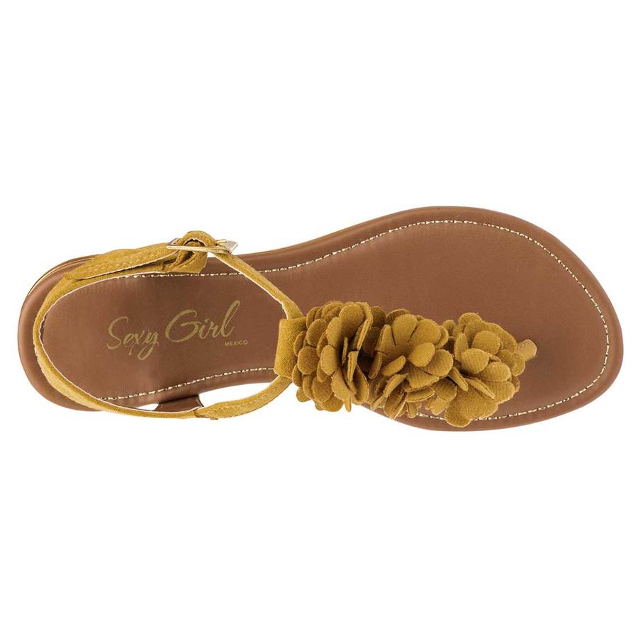 Sandalias De Piso Exterior Sintético Color Amarillo Para Mujer De Sexy Girl