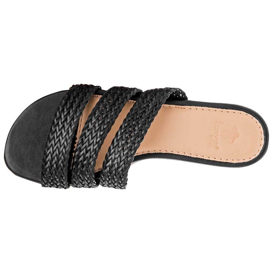 Sandalias De Piso Exterior Textil Color Negro Para Mujer De Top Moda