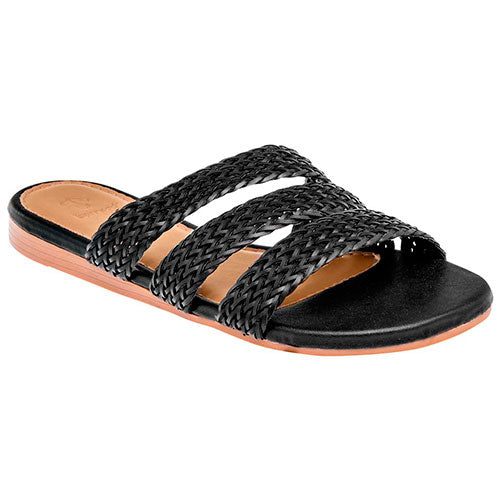 Sandalias De Piso Exterior Textil Color Negro Para Mujer De Top Moda