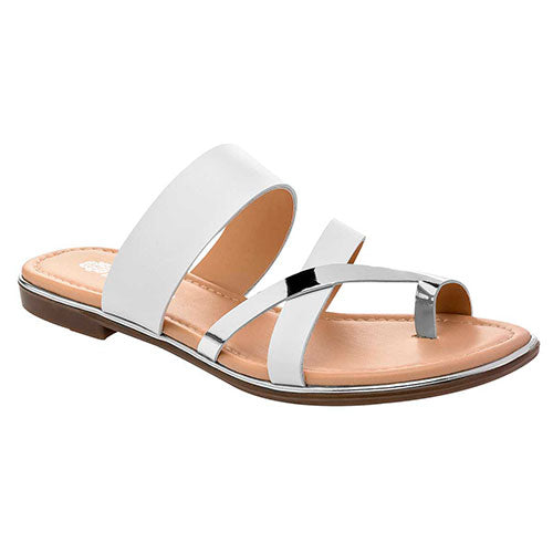 Sandalias De Piso Exterior Sintético Color Blanco Con Plata Para Mujer De RBCOLLECTION