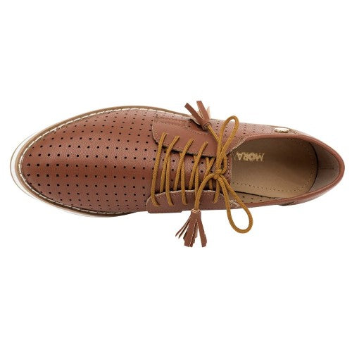 Oxfords Exterior Piel sintética Color Camel Para Mujer De Moramora