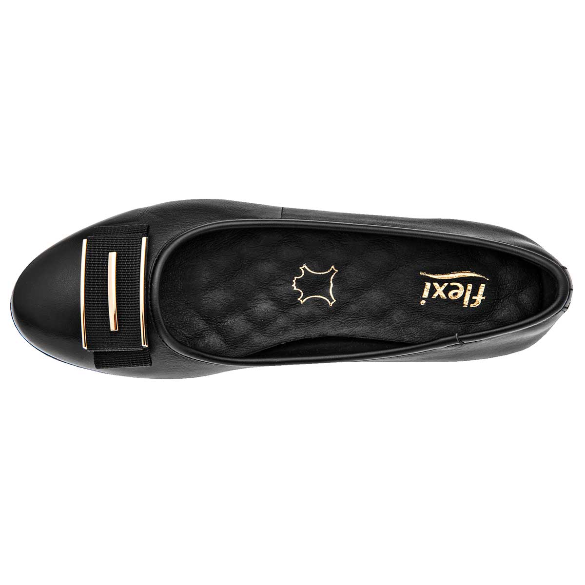 Flats Exterior Piel Color Negro Para Mujer De Flexi