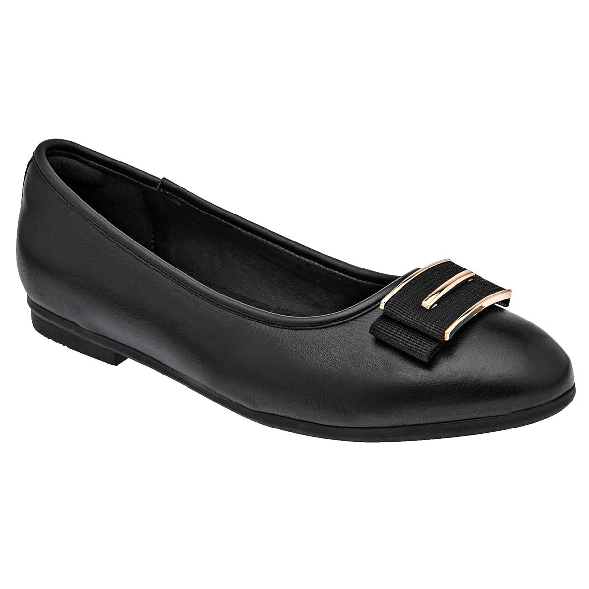 Flats Exterior Piel Color Negro Para Mujer De Flexi