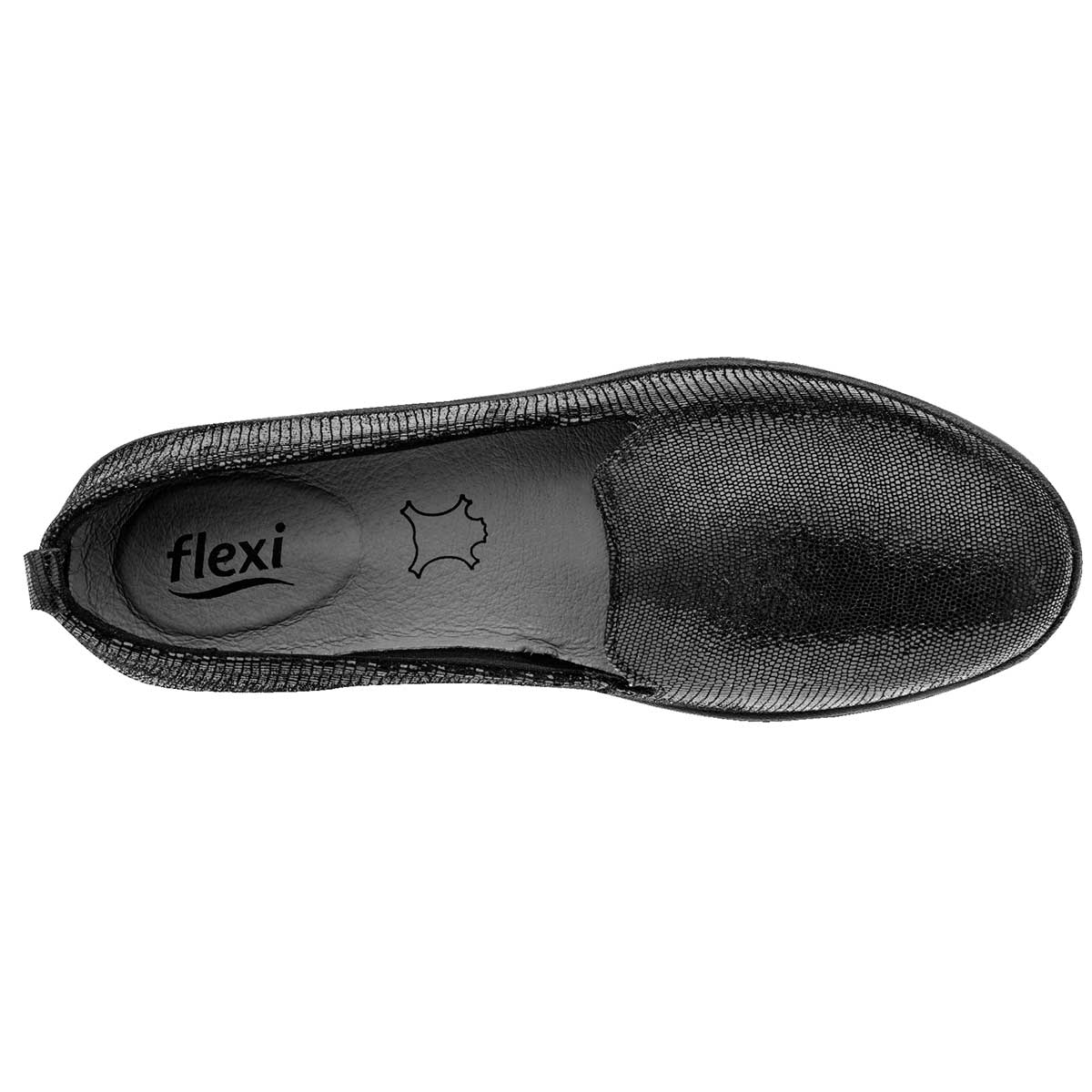 Mocasines Exterior Piel Color Negro Para Mujer De Flexi