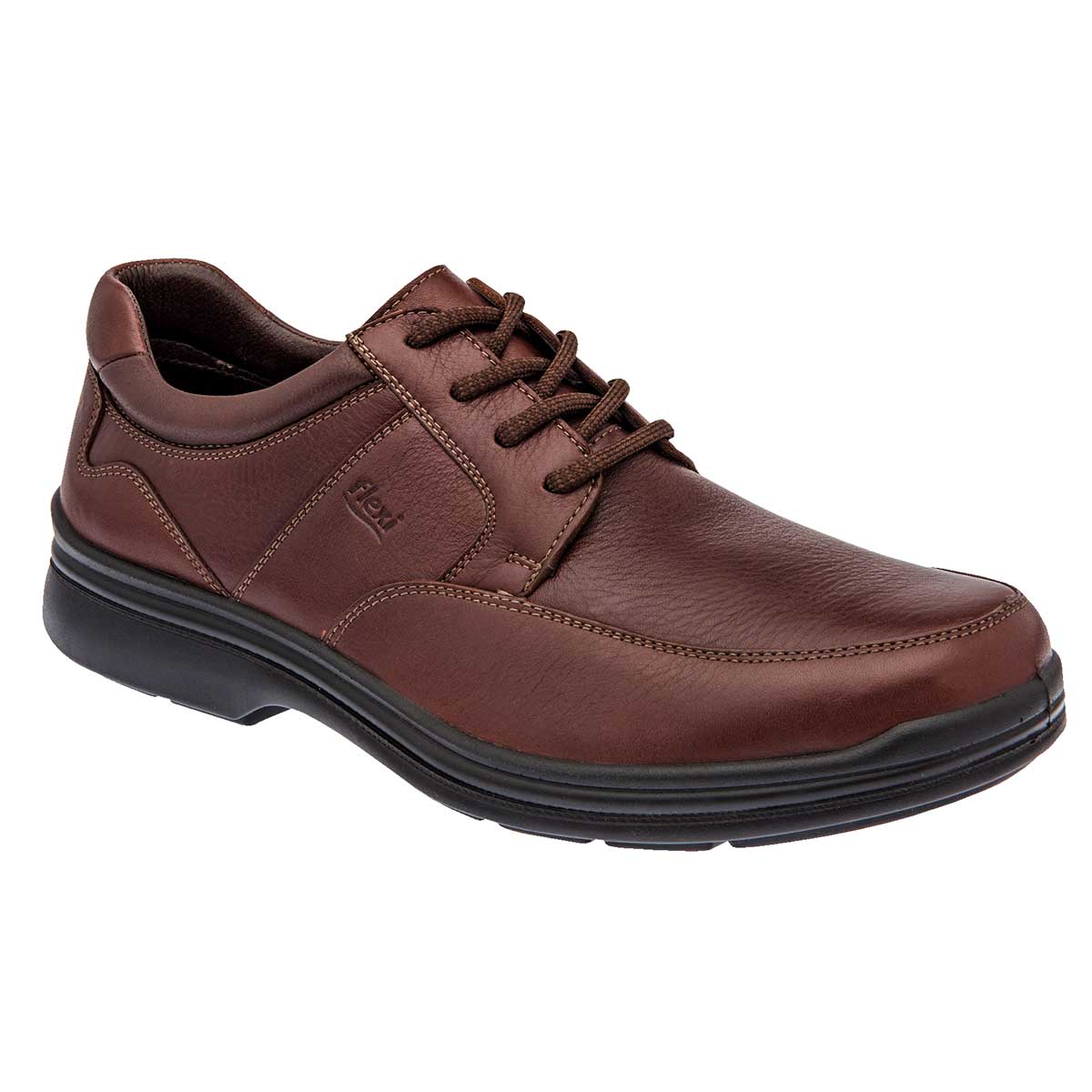 Zapatos confort y diabetico Exterior Piel Color Café Para Hombre De Flexi