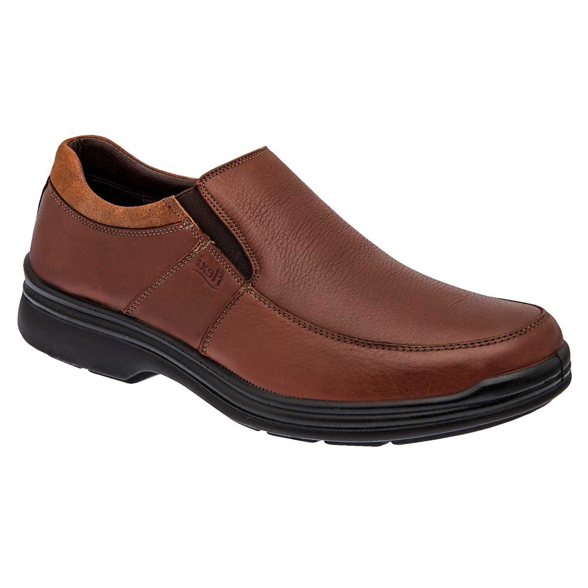 Zapatos confort y diabetico Exterior Piel Color Camel Para Hombre De Flexi