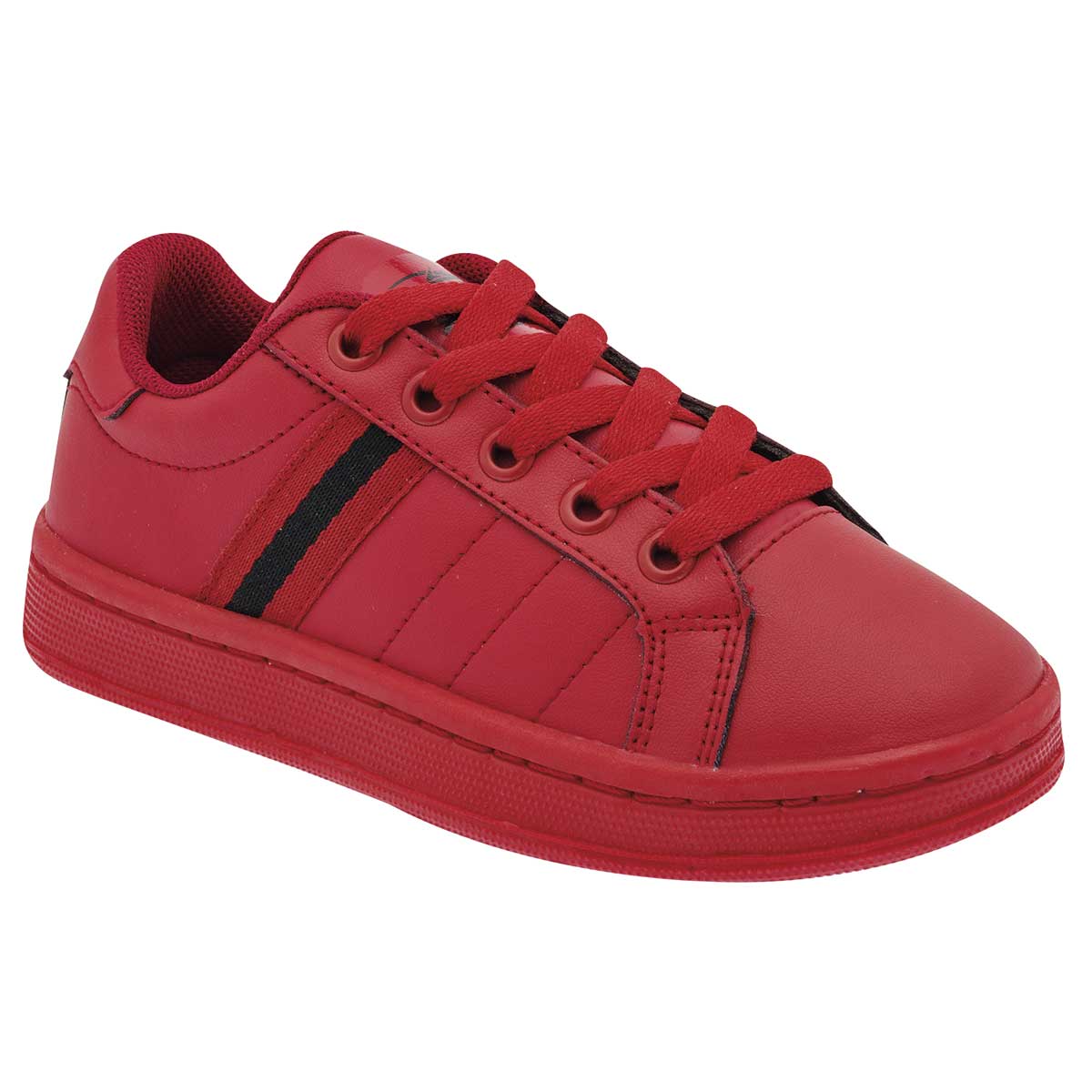 Tenis Exterior Piel Color Rojo Con Negro Para Niño De Apoort