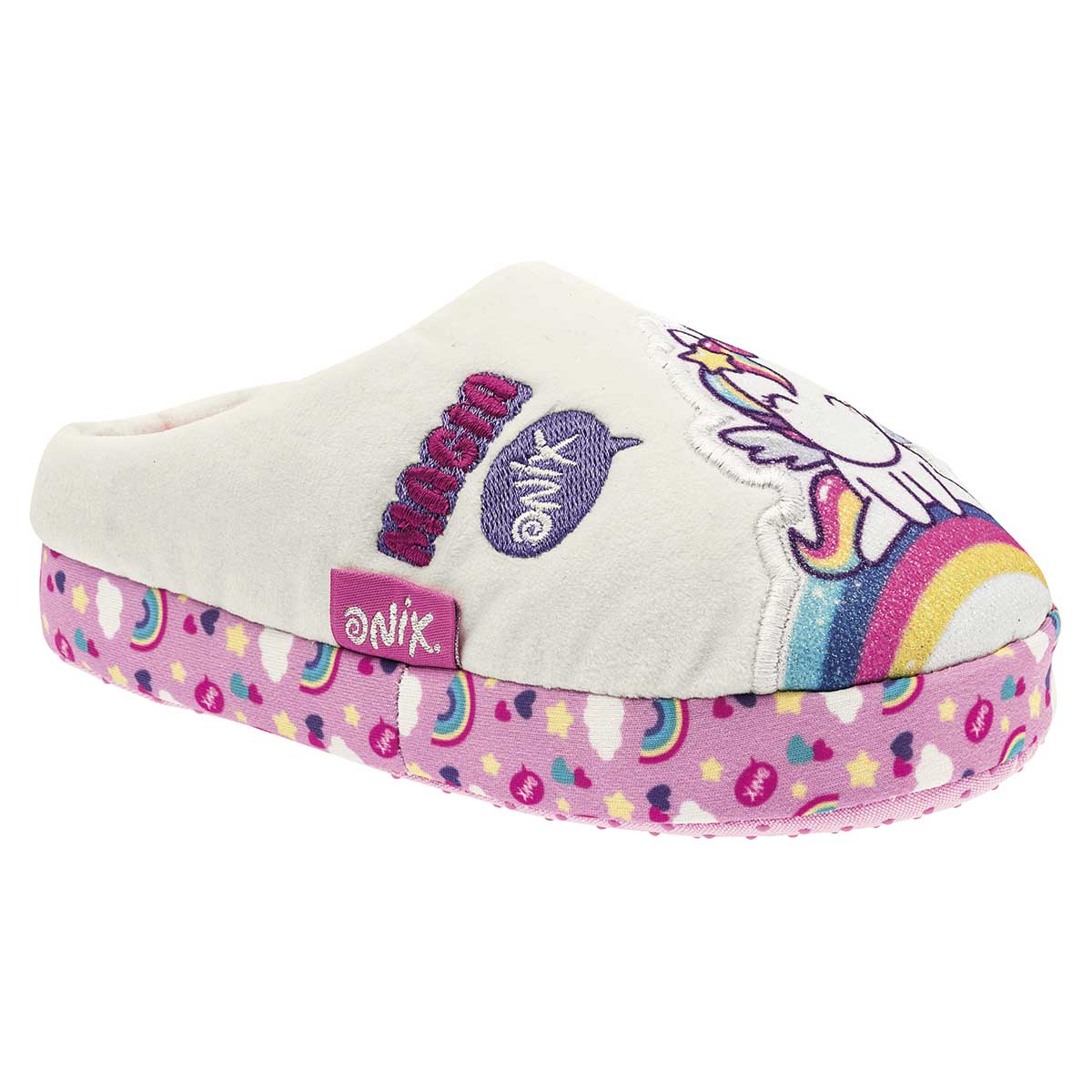 Pantufla Exterior Textil Color Blanco Para Niña De Arra